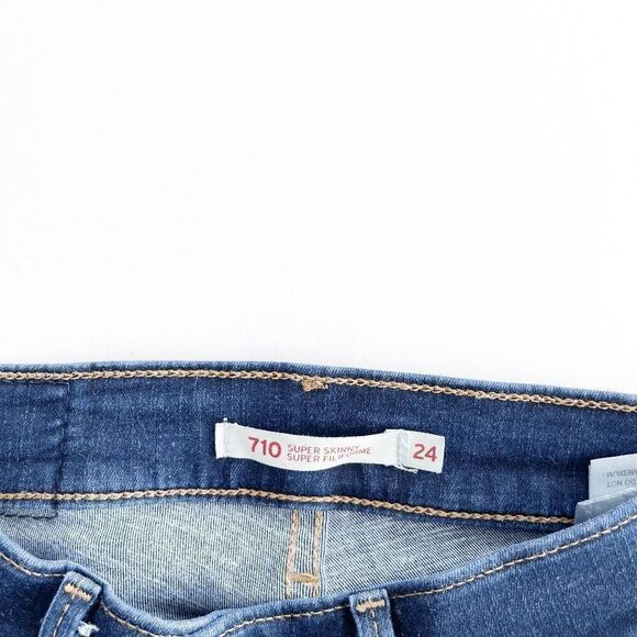 Levi's 710 Women's Stretch Super Skinny Denim Jeans Blue Size 24 - Picture 3 of 9